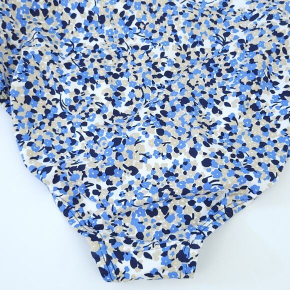 MICHAEL Michael Kors One Piece Swimsuit Monokini Size 10 Blue Tan Floral Ditzy - Picture 4 of 8